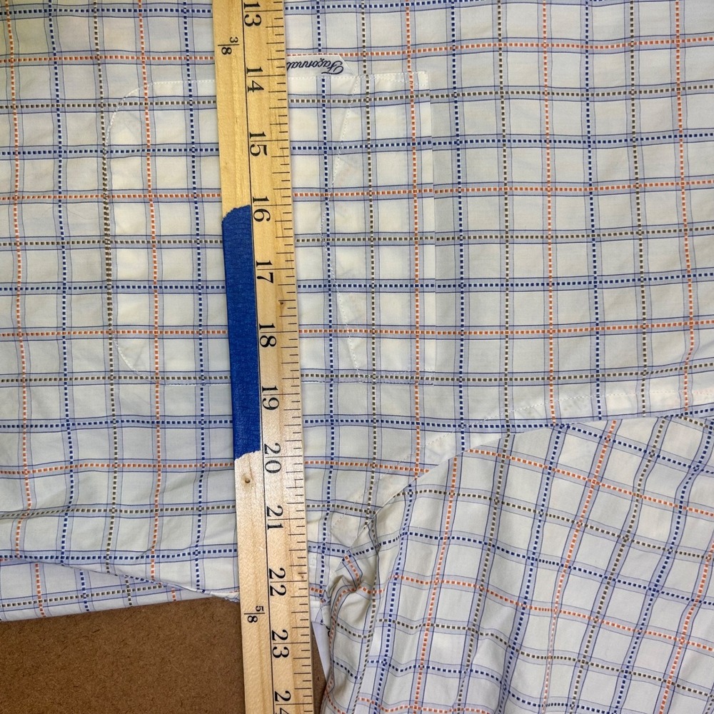 Faconnable Long Sleeve Button Up Shirt USA 100% Cotton Mens 15R White w/Plaid - Picture 10 of 13